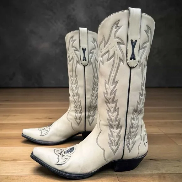 1990s Liberty “Killaz” Skull Inlay Boots — Women’s 10.5 B Vintage Cowboy Boots - Picture 2 of 6